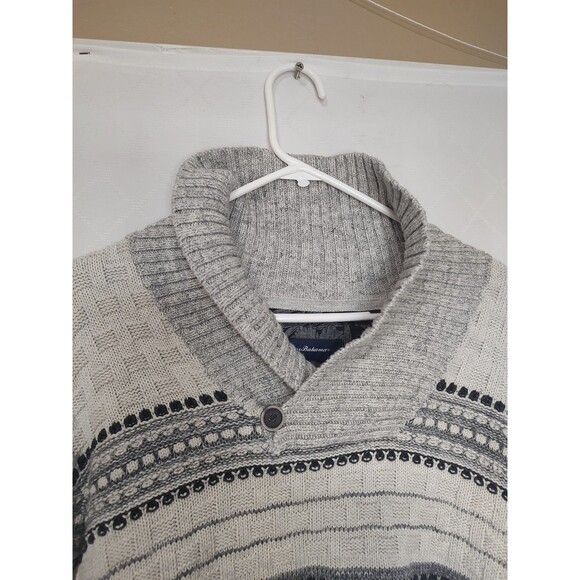 Tommy Bahama Men’s Shawl Collar Sweater XXL Gray Knit Nordic Pattern Cotton Wool - Picture 6 of 10